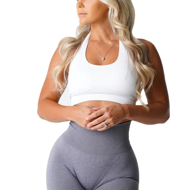 New Limitless Ribbed Seamless Halter Bra Spandex  Woman Fitness Elastic Breathable Breast Enhancement Leisure Sports Underwear