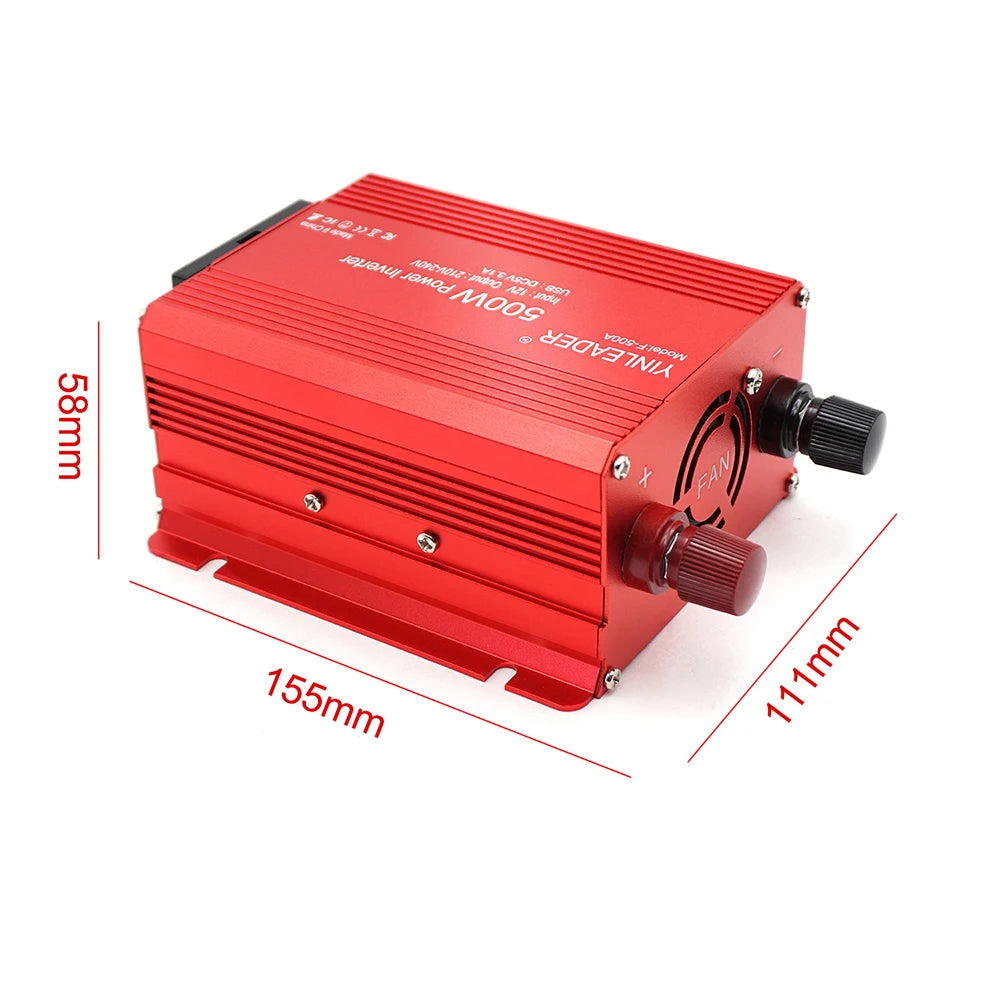 500W DC 12V To AC 110V 220V 50Hz 60Hz Car Power Inverter Automatic Transformer Adapter Dual USB EU US Universal Socket Converter