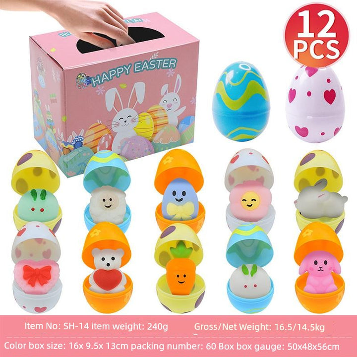 Children's Day Easter Egg Kids Building Blocks Blind Box Cartoon Rabbit Decompression Color Film Puzzle Egg Engineering Car Toys