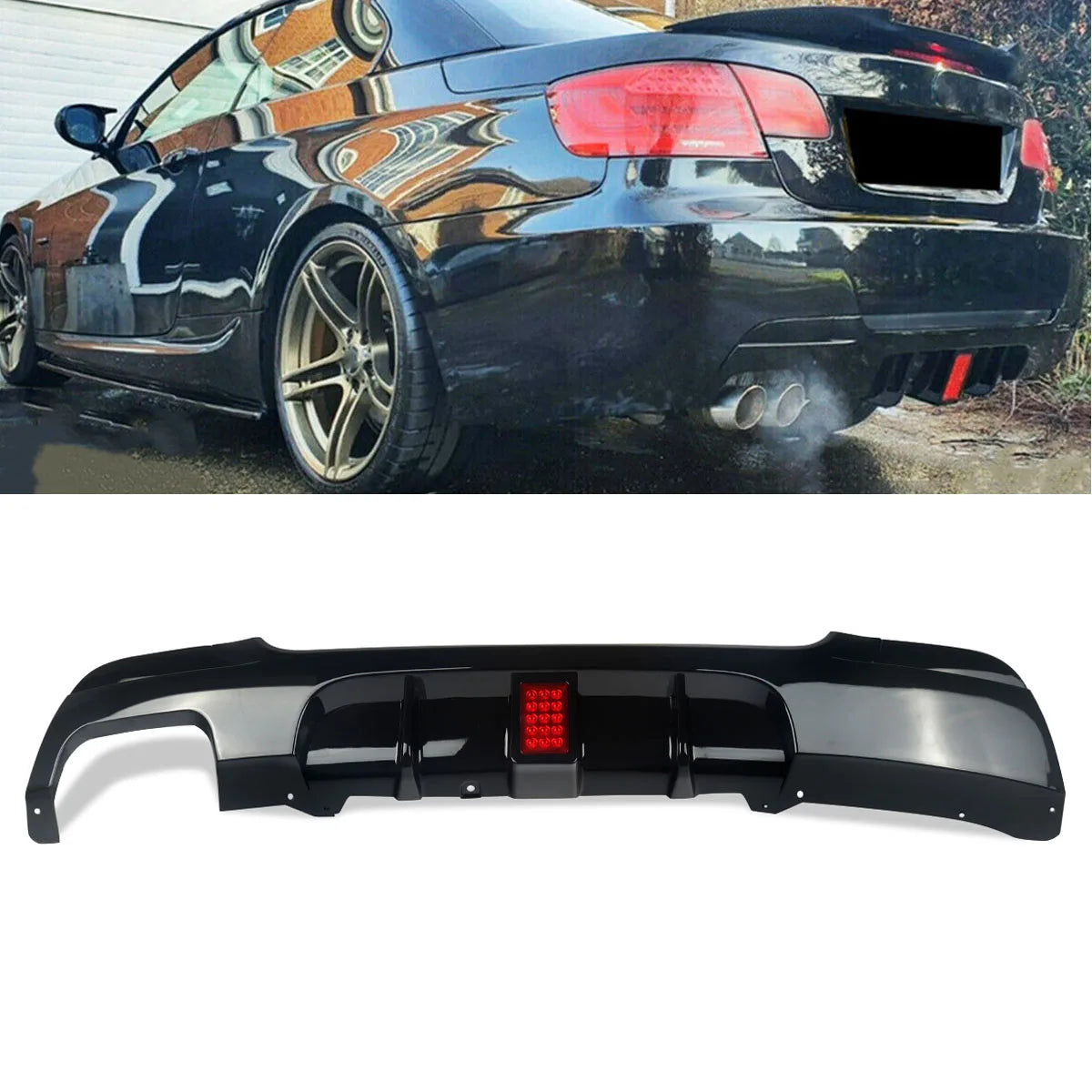 MAGICKIT For BMW 3Series E92 E93 330I M Sport Bumper Rear Bumper Diffuser Lip Shiny Black Bodykits CAR Accessories Gloss Black