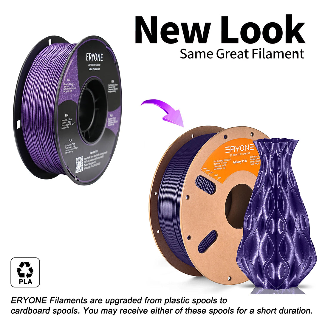 Eryone 3D Printer Glitter Pla Filament For 3D Printer Perfect Spooled(1kg)- 1.75mm Sparkle Shining Material Glittering Filaments