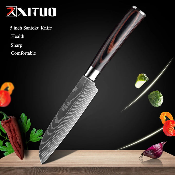 XITUO Professional Damascus Laser Pattern Chef Knife High-Quality Kitchen Knife, Sharp Slicing Cleaver, Boning & Utility Knife