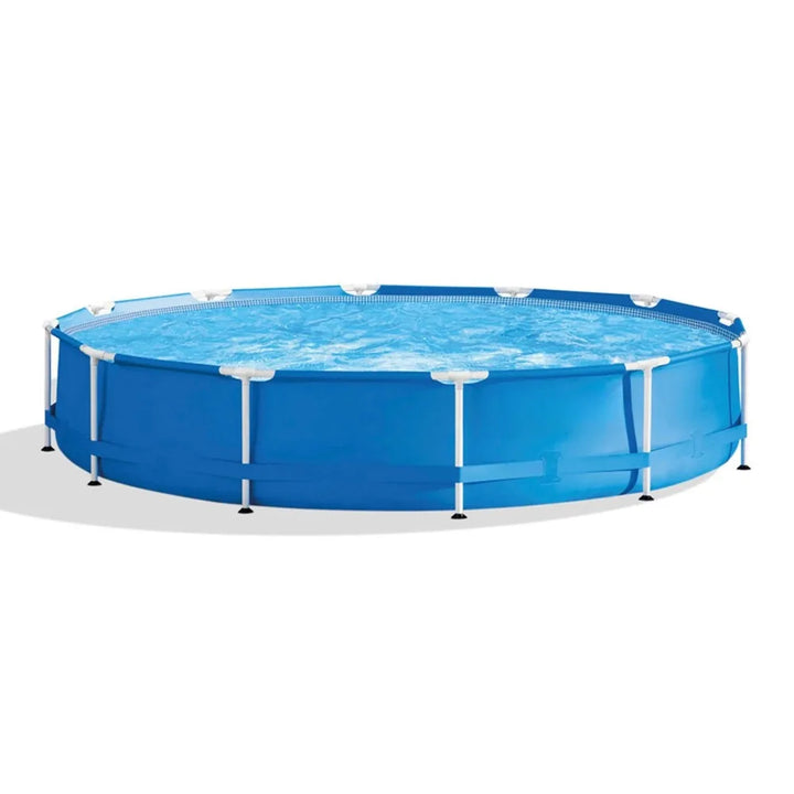 Round Metal Frame Above Ground Swimming Pool, Blue