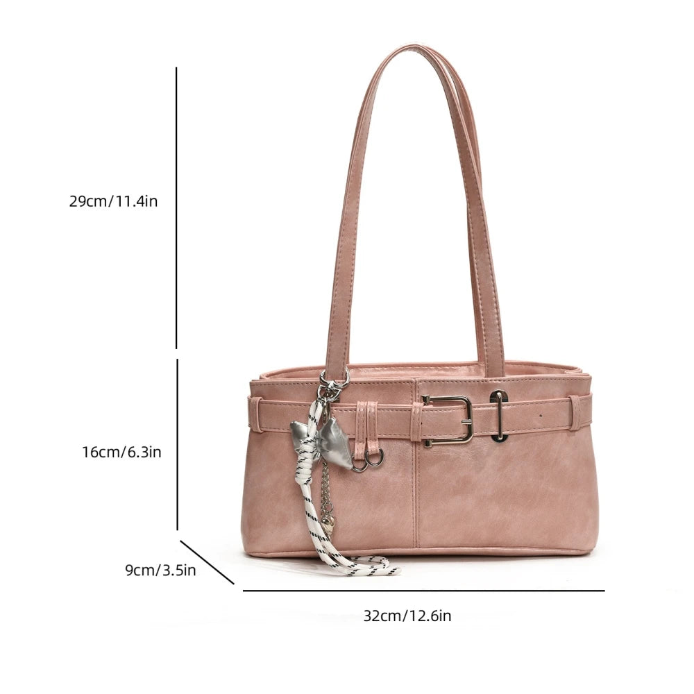 MOODS Belt Buckle Design Shoulder Satchels Bag For Women 2025 New In Luxury Designer Handbags Branded Fashion Totes With Pendant