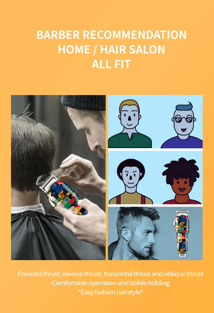 Kemei Rechargeable Graffiti Pattern Electric Hair Clipper Professional Barber Trimmer Man Shaver Km-MAX2092 KM-MAX5090 KM-RS7098