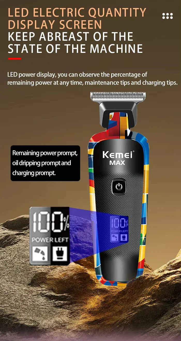 Kemei Professional Electric Hair Clipper Rechargeable Graffiti Pattern Beard Trimmer Men's Shaver KM-MAX2092 KM-MAX5090 KM-1102H