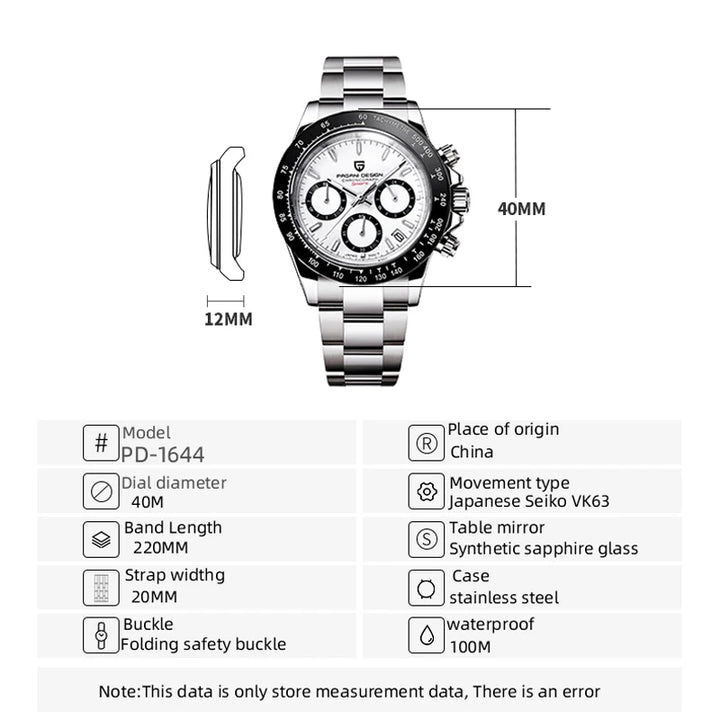 PAGANI DESIGN New 2024 Quartz Men's Watches Business Watch Mens Watches Top Brand Luxury Watch Men Chronograph VK63 Waterproof