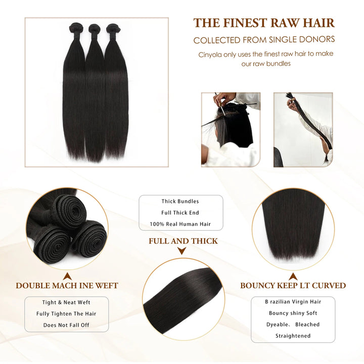 8-34 Inch Bone Straight Human Hair Weave Bundles 16 A Brazilian Natural Color 100% Remy Human Hair Extension 2 4 6 Bundles Weft