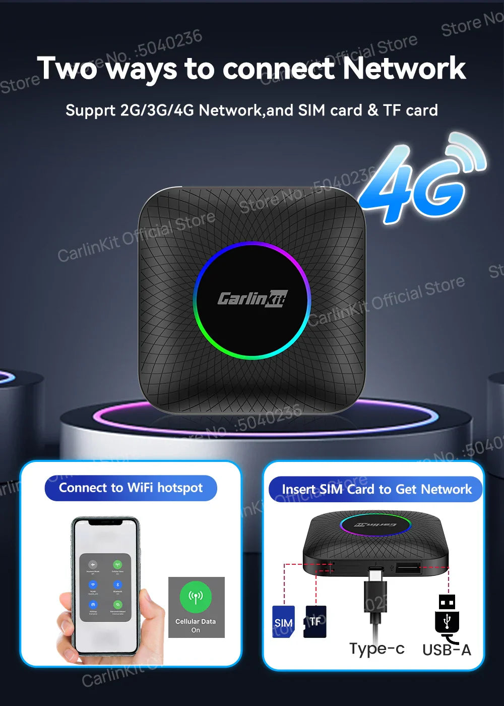 2025  CarlinKit CarPlay AI Box Android 13.0 SM6225 QCM6125 Android Auto Wireless CarPlay Adapter 2.4+5GGPS 64G 128G FOTA Upgrade