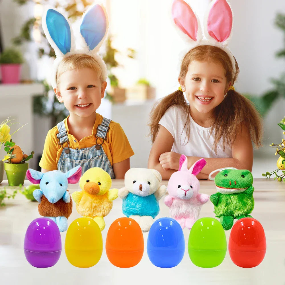 24 Pack Prefilled Easter Eggs Filled with Mini Plush Toy Easter Basket Stuffers for Kids Easter Egg Hunt Game and Party Favors