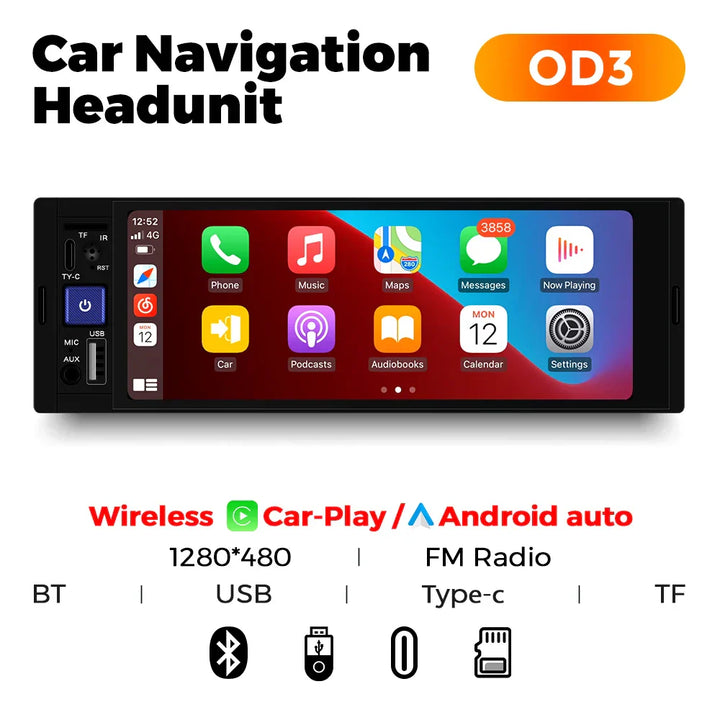 MEKEDE 6.86-inch 1din Universal Car Multimedia Smart Screen Wired Wireless Andriod Auto CarPlay Stereo FM Auto Radio BT USB TF