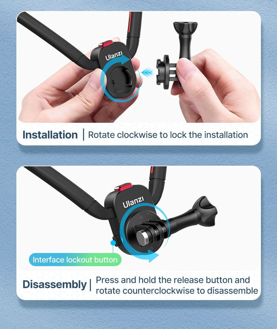 Ulanzi Go-Quick II Magnetic Silicone Neck Holder Mount For GoPro Hero 13 12 11 10 9 8 Insta360 DJI Osmo Action Camera Accessorie