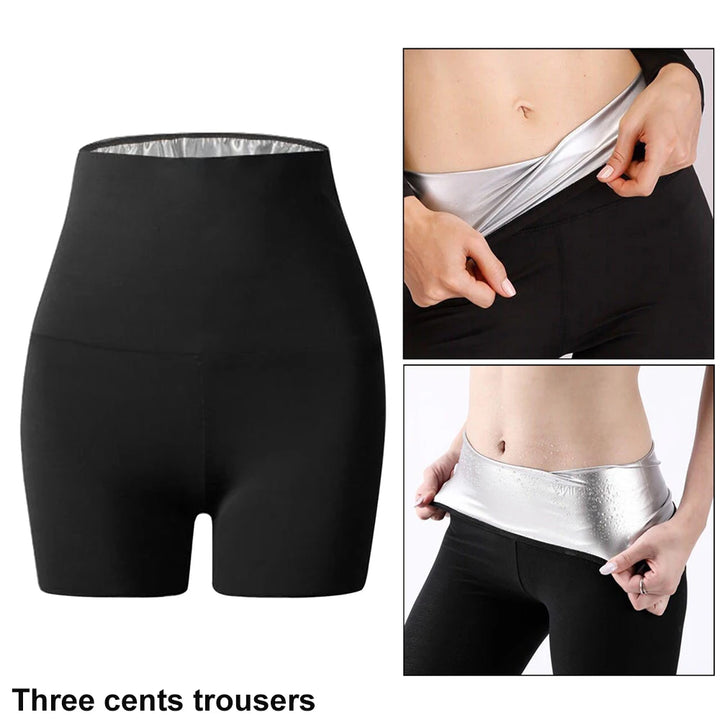 Sauna Sweat Suit Weight Loss Shapewear Shorts Pockets Waist Trainer Body Shaper Sweatsuit Exercise Fitness Gym for Women Girls