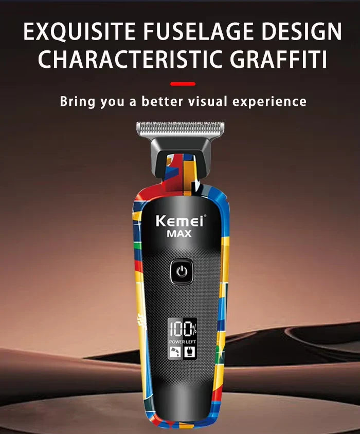 Kemei Professional Electric Hair Clipper Rechargeable Graffiti Pattern Beard Trimmer Men's Shaver KM-MAX2092 KM-MAX5090 KM-1102H