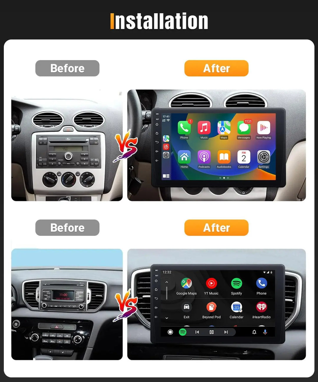 New 9 Inch Car Stereo HD Touch Screen Single Din Car Radio Support Carplay Android Auto With Bluetooth Backup Camera Navigation