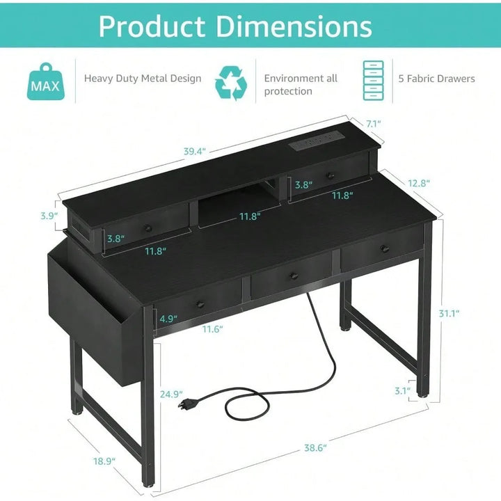 Office Desk with Drawers Storage