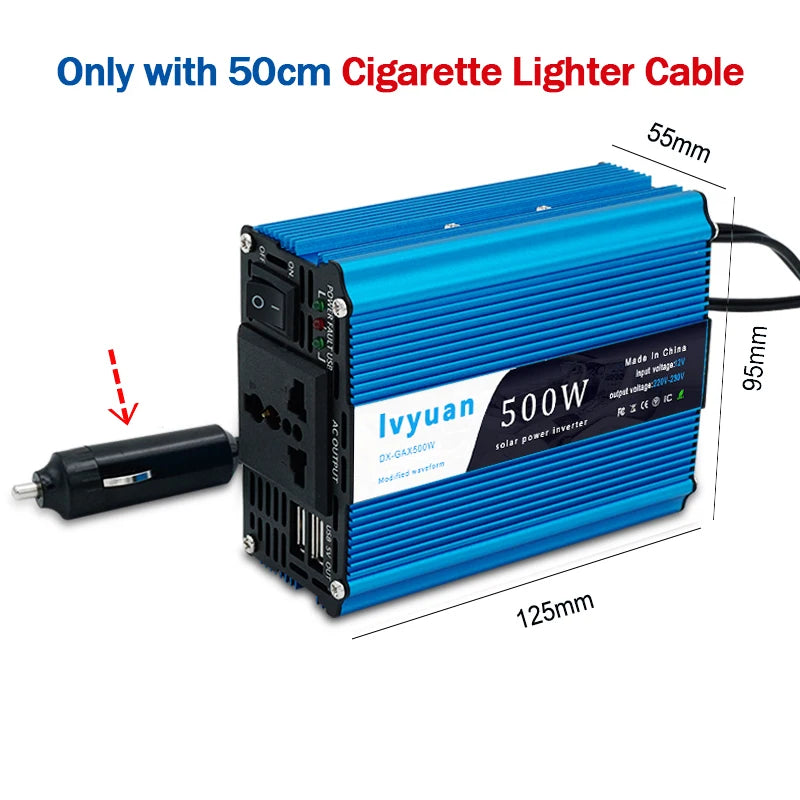 500W DC 12V To AC 110V 220V 50Hz 60Hz Car Power Inverter Automatic Transformer Adapter Dual USB EU US Universal Socket Converter