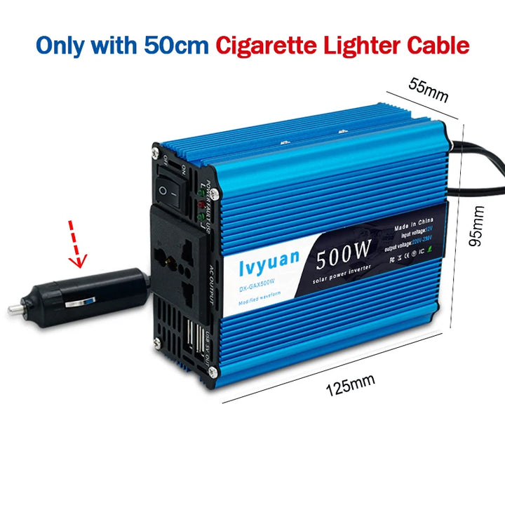 500W DC 12V To AC 110V 220V 50Hz 60Hz Car Power Inverter Automatic Transformer Adapter Dual USB EU US Universal Socket Converter
