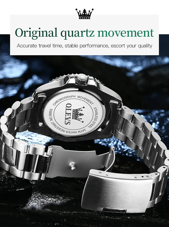 OLEVS Watches for Men with Date Luxury Big Face Waterproof Mens Wristwatch Analog Dress Two Tone Stainless Steel Man Watch