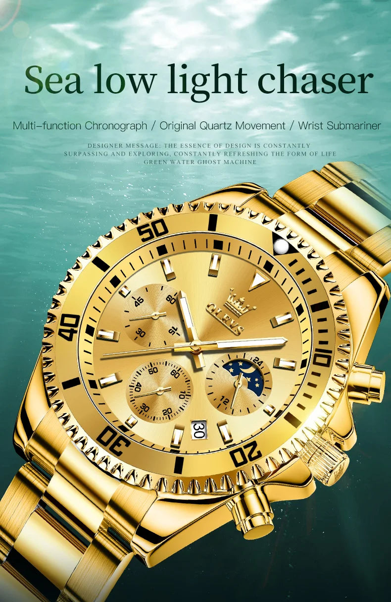 OLEVS Watches For Men Classic with Date Dress Luxury Big Face Waterproof Luminous Men's Wrist Watch Stainless Steel Men Watch