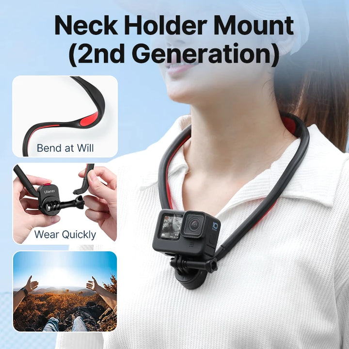 Ulanzi Go Quick II Magnetic Neck Holder Mount For GoPro Hero 12 11 10 9 8 7 6 5 Insta360 DJI Osmo Action Camera Accessorie