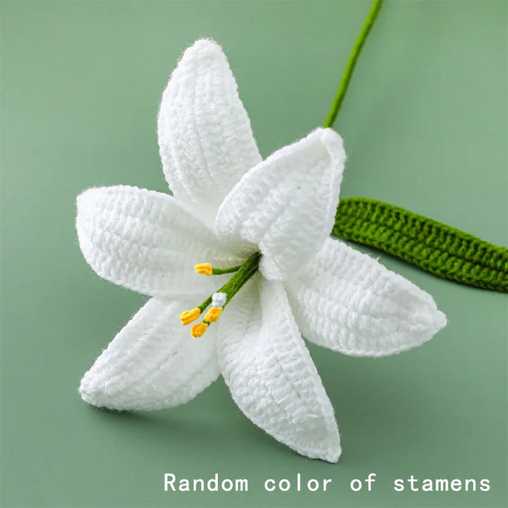Hand-Knitted Crochet Lily Bouquet Gift