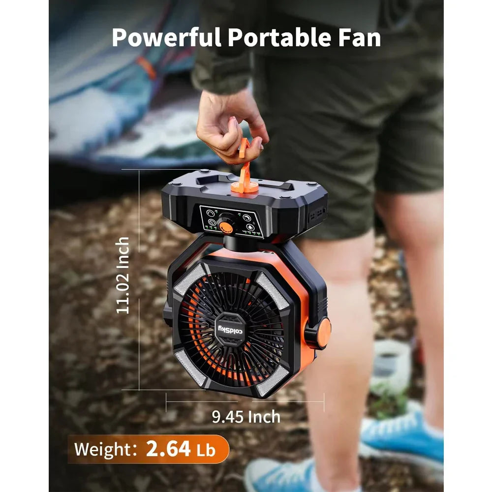coldSky Camping Fan with 4 LED Lantern 8 Speeds Desk Fan 20000mAh Battery Portable Outdoor Fan for Outdoor Camping and Fishing