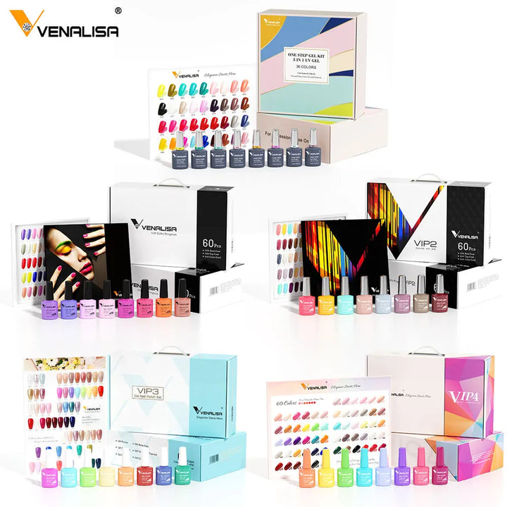 Venalisa VIP Kit 36/60 Colors Nail Gel Polish Set Fast Delivery Soak Off UV LED Base Coat Topcoat Color Book Nail Manicure Gel