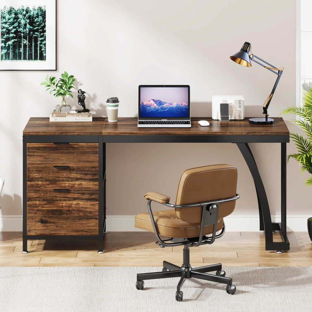 59 Inch Office Desk with Drawers
