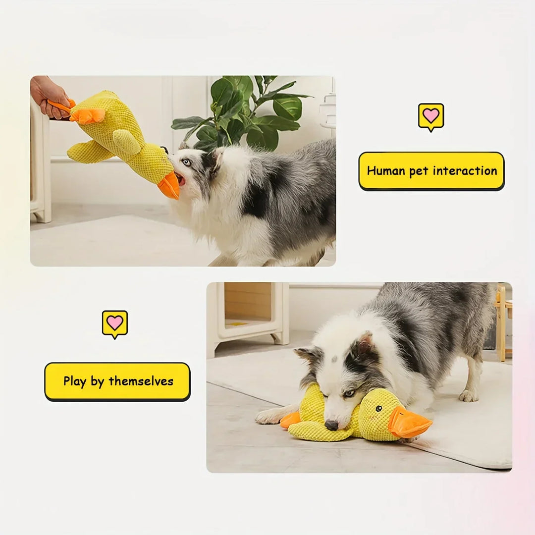 1pc Large Duck Design Pet Grinding Teeth Squeaky Plush Toy, Durable Chew Toy For Dog Interactive Suppl