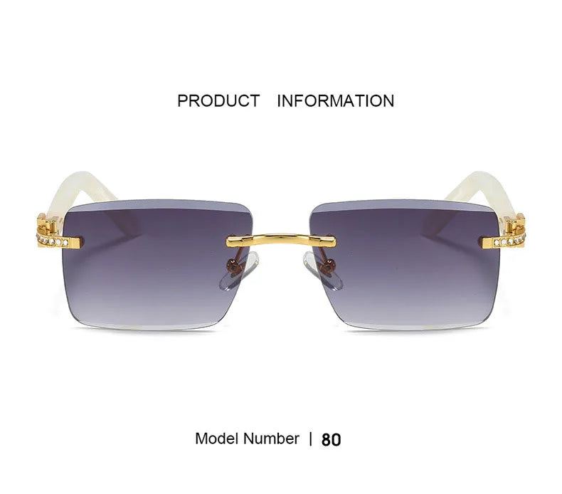 Luxury Brand Diamond Acetate Frame Square Sunglasses For Men Trendy Rimless Rectangle Sun Glasses Oculos De Sol Masculino