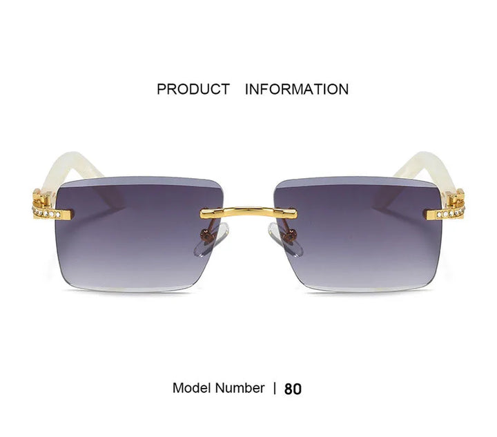 Luxury Brand Diamond Acetate Frame Square Sunglasses For Men Trendy Rimless Rectangle Sun Glasses Oculos De Sol Masculino