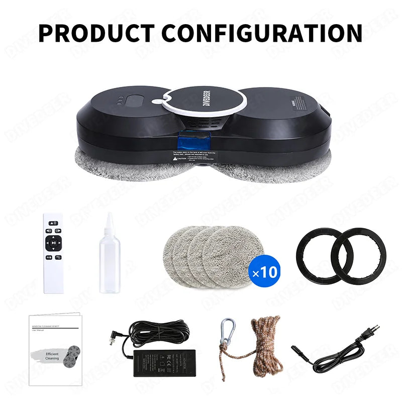 DIVEDEER Home intelligent cleaning robot with automatic water spraying function, anti drop magnetic glass cleaning machine