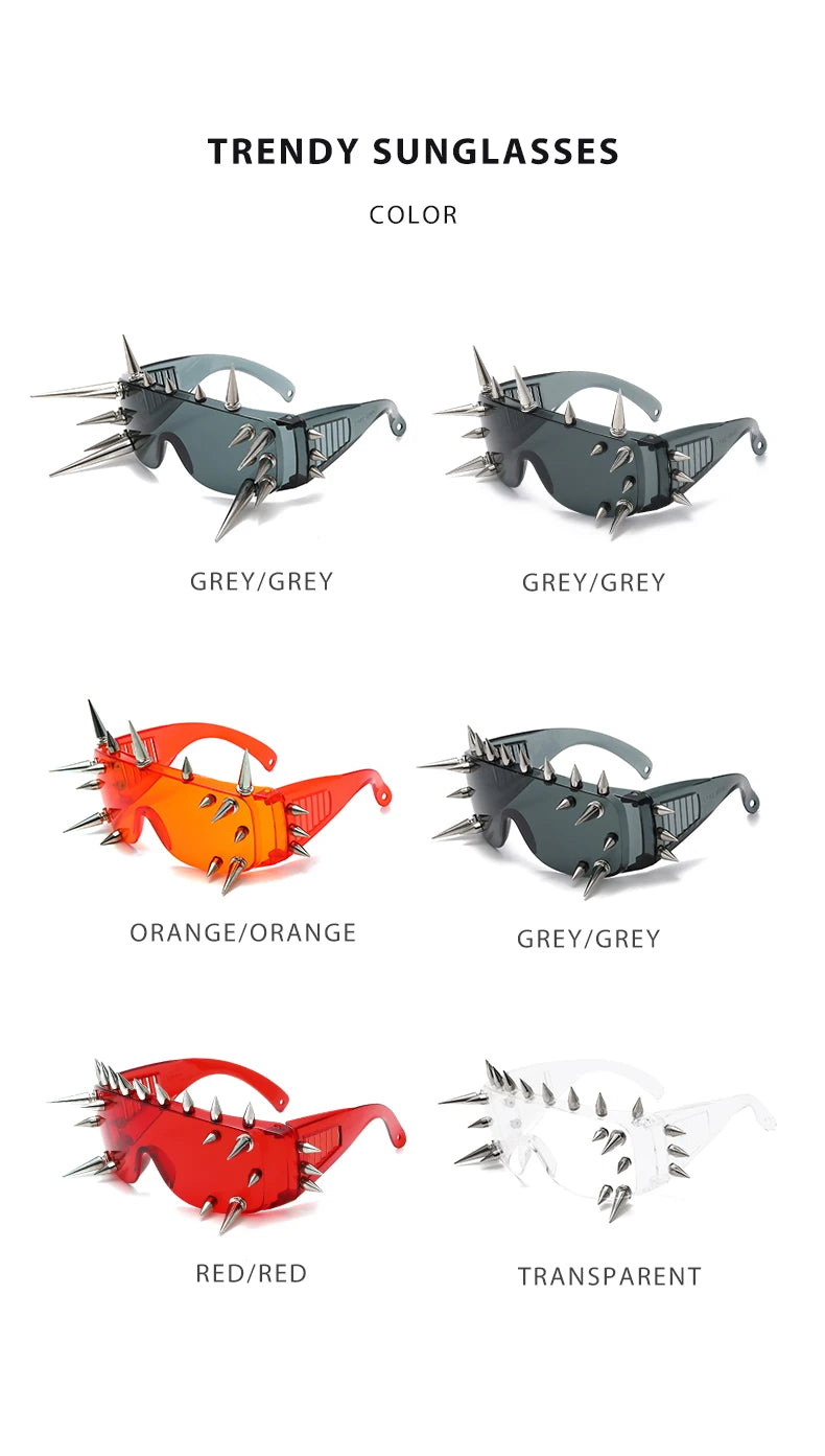 Steampunk Rivet Cyber Spike Decor Goggles Wild Rock Sun Glasses Women Men Metal Punk Conjoined Sunglasses Trendy Cool Eyeglasses