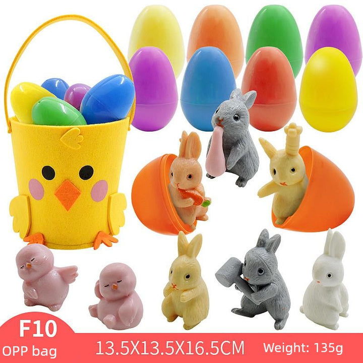 Children's Day Easter Egg Kids Building Blocks Blind Box Cartoon Rabbit Decompression Color Film Puzzle Egg Engineering Car Toys