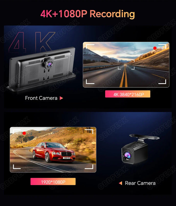 K2 Pro 11.3" Car DVR 4K Camera Wireless Carplay Android auto Ai Screen Dash Cam Dual Len Video Recorder GPS Navigation Dashboard
