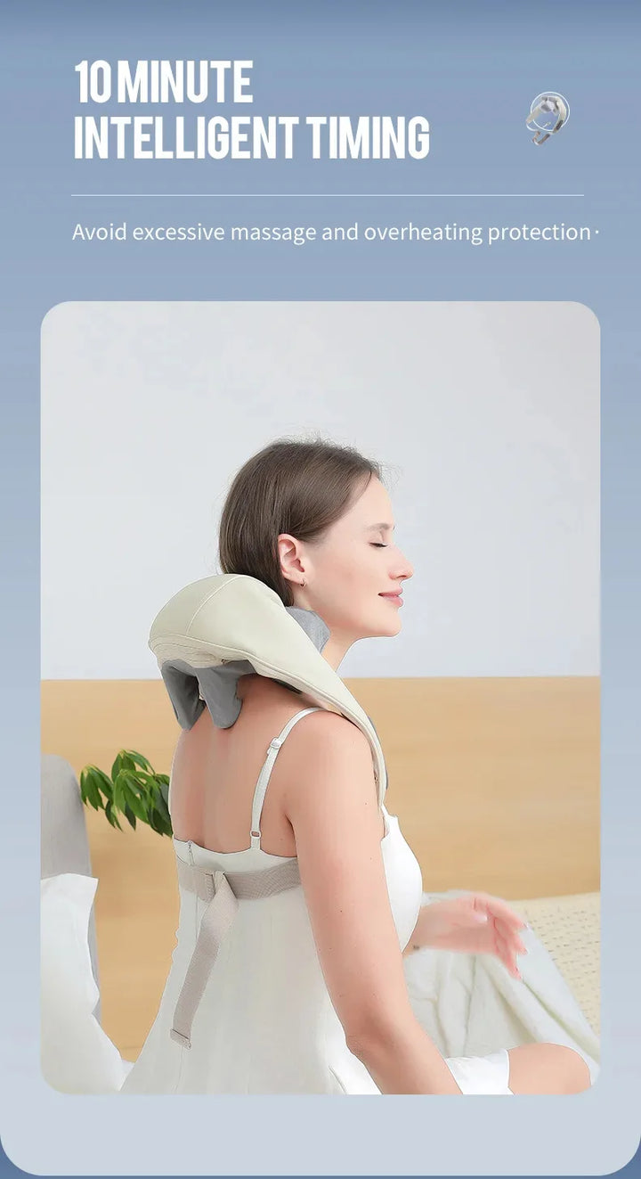 Neck and Shoulder Massage Shawl Heating Kneading 6D Massage Head Deep Massage and Muscle Relaxation Adjustable Wearable Massager
