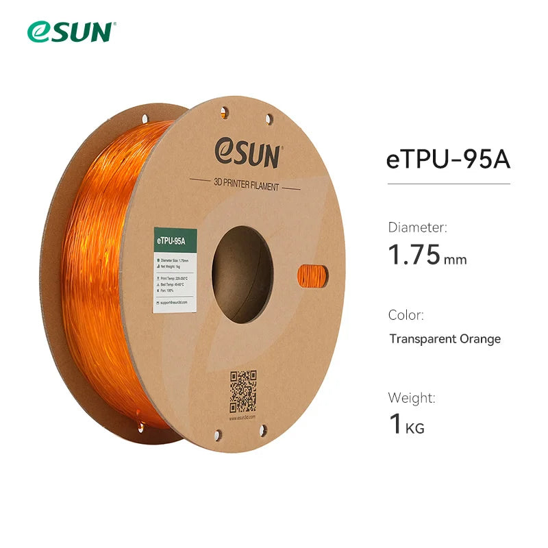 eSUN Flexible TPU Filament 1.75mm,TPU 95A 3D Printer Filament 1KG 2.2 LBS Spool 3D Printing Material TPU 95A  For 3D Printers