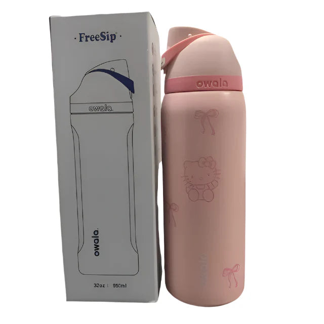 Owala FreeSip Water Bottle – Black & White