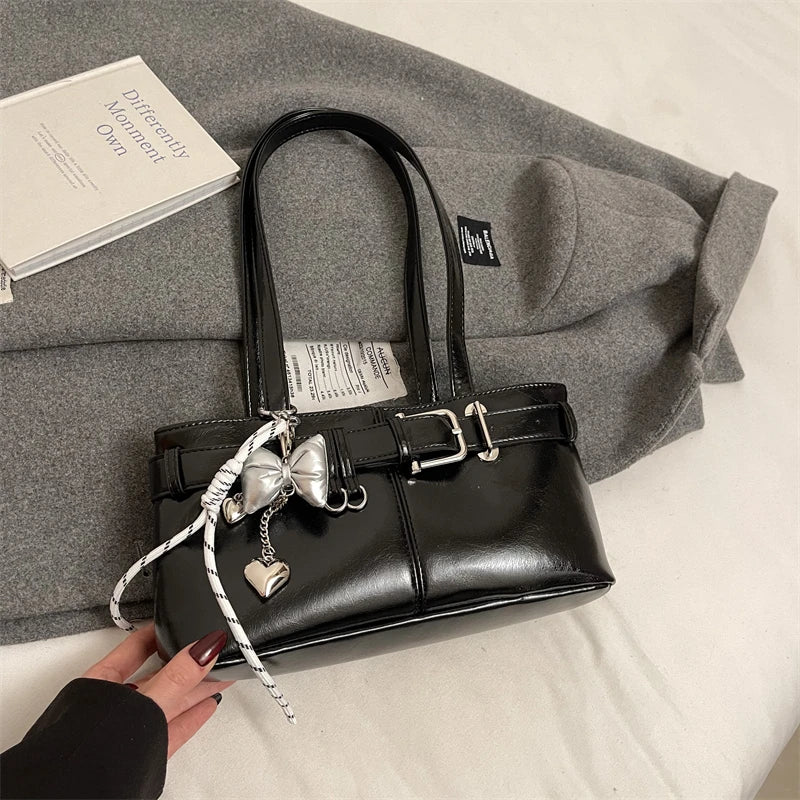 MOODS Belt Buckle Design Shoulder Satchels Bag For Women 2025 New In Luxury Designer Handbags Branded Fashion Totes With Pendant