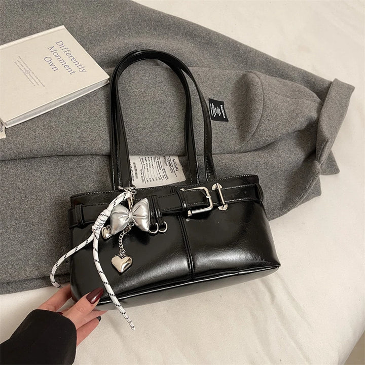 MOODS Belt Buckle Design Shoulder Satchels Bag For Women 2025 New In Luxury Designer Handbags Branded Fashion Totes With Pendant