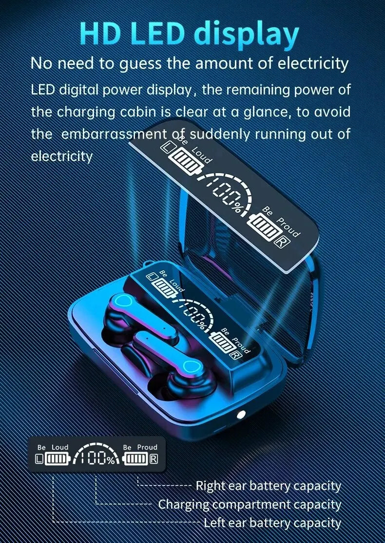 M19 Bluetooth Headset Wireless Tws Gaming Support Noise-cancelling Touch In-ear Mini Emergency Power Bank Headset
