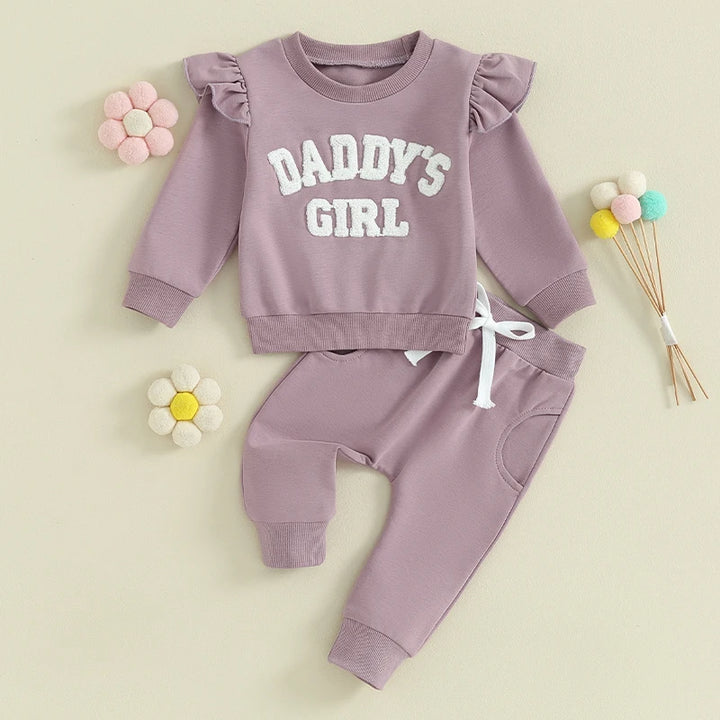 2023-09-27 Lioraitiin 0-3Y Baby Girl Clothes Daddys Girl Long Sleeve Crewneck Sweatshirt Top Casual Pants Fall Winter Outfits
