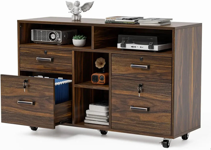 Wide 4-Drawer Office File Cabinet with Lock