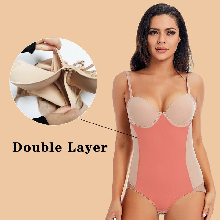 Underwire White Bodysuit Women Shapers Stretch Solid Color Silky Underwear Shapewear