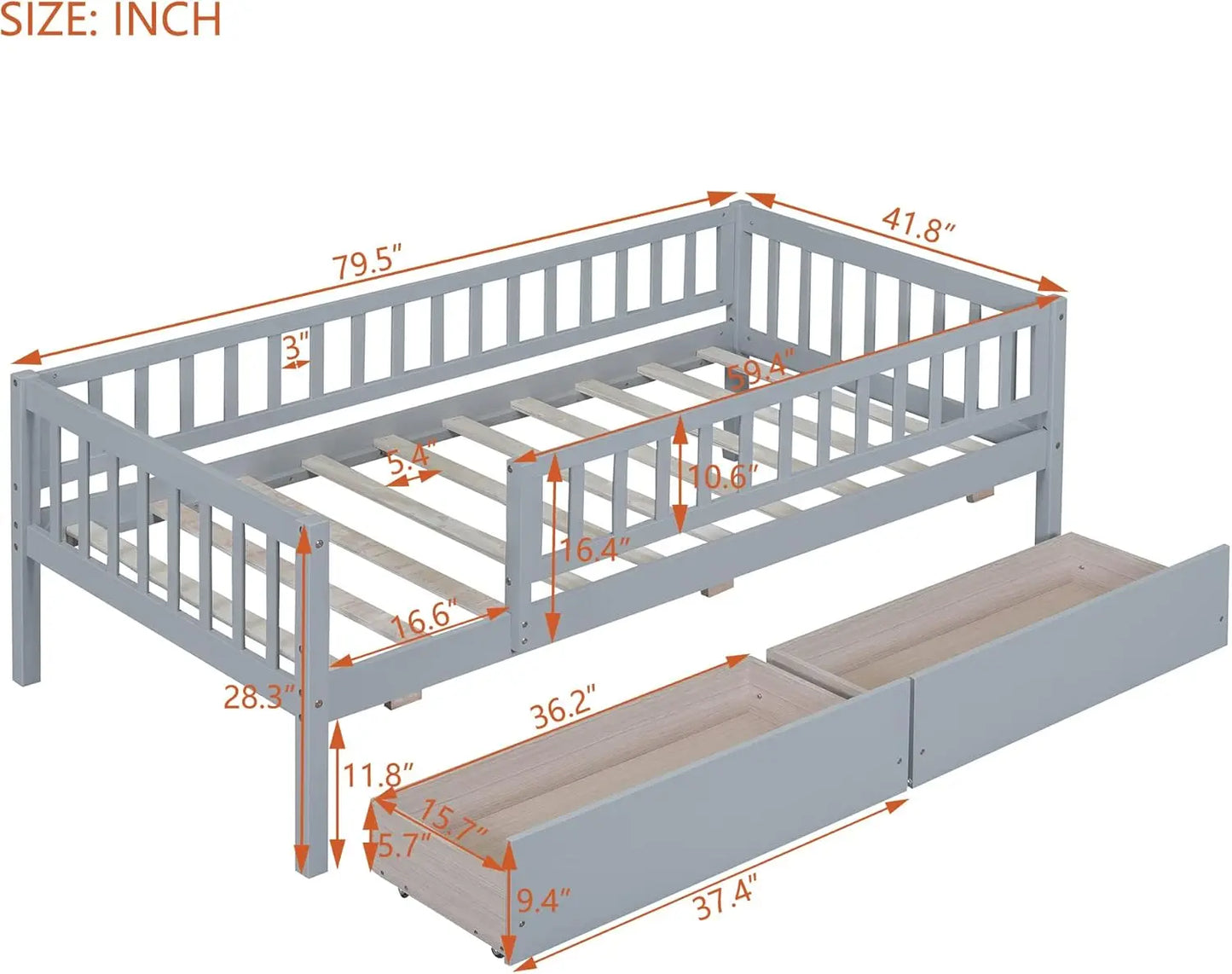 Twin Kids Bed with Storage