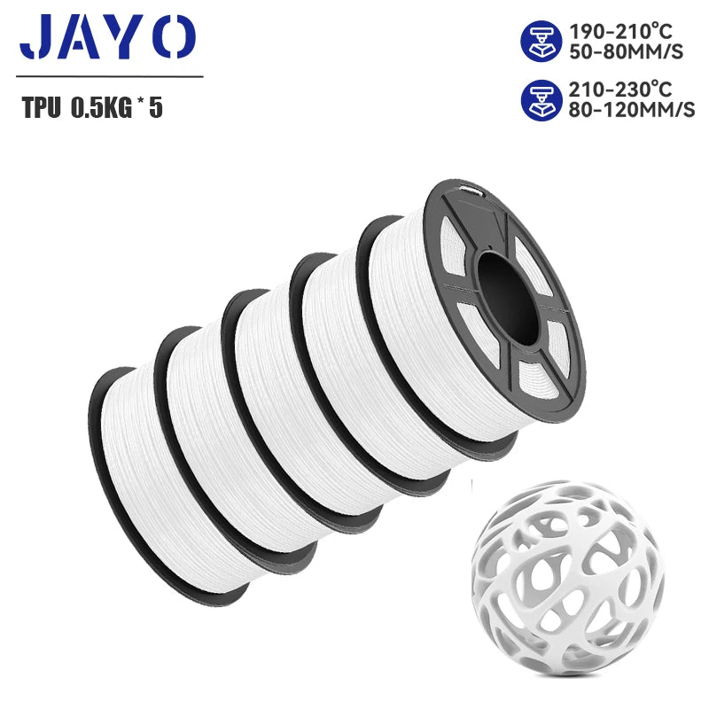 JAYO 5Rolls JAYO TPU SILK 98A 3D Filament Flexible 1.75mm+/-0.02mm 3D Printer SILK Texture Smooth High Quality New Fast Shipping