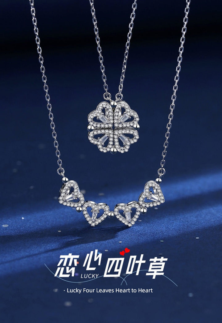 Valentine's Day Sterling Silver Necklace Girl Pendant Clover