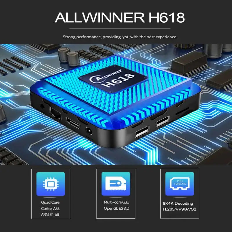 T95 MAX H618 Smart TV Box Android 12 2.4G 5G Dual Wifi Quadcore 1GB/2GB/4GB RAM 8GB16GB32GB64GB 8K HD Media Player Set Top Box