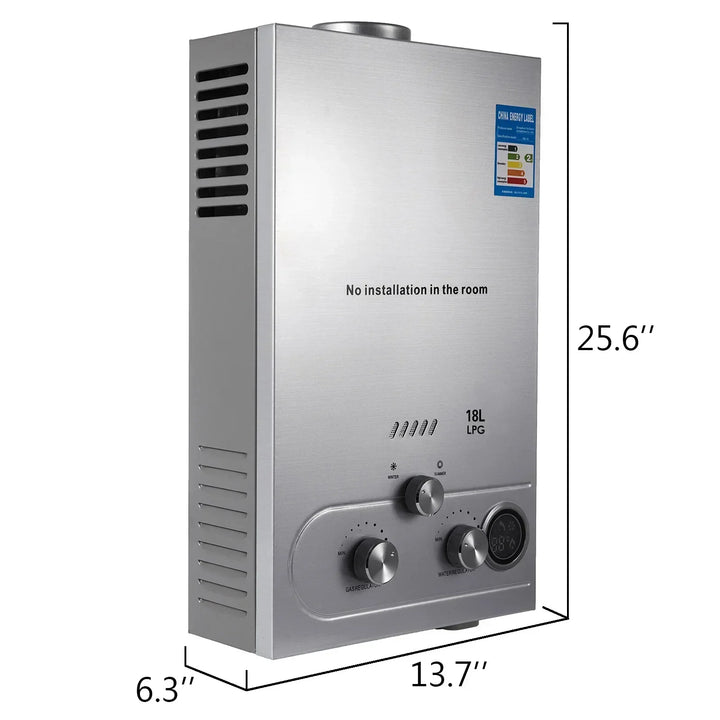 VEVOR 6L-18L Propane Gas Tankless Water Heater, Bathroom heating instant,Outdoors Water Heater Boiler Car Camping